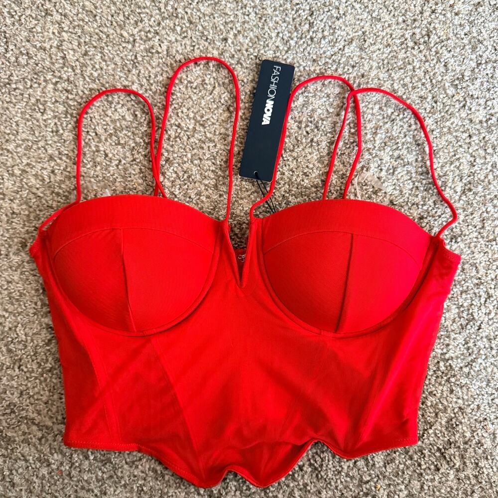 Fashion Nova Sara Corset Top Red NWT Size Small Sext Nightlight Club